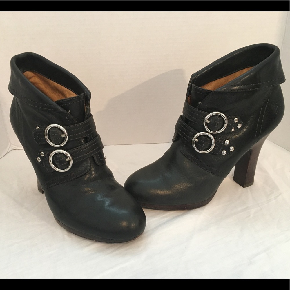 Frye Matilda two strap black ankle booties